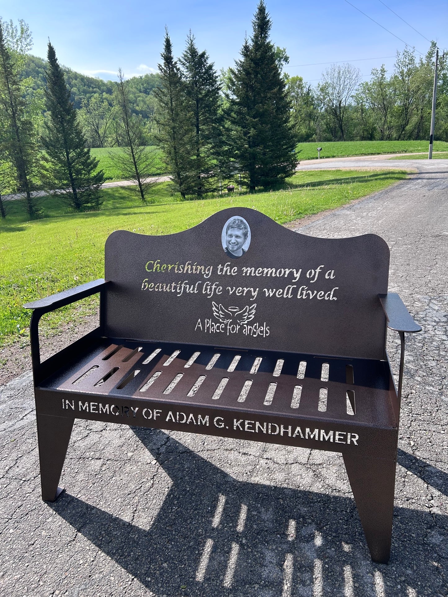 Personalized Memorial Bench with Photo Plaque, Four Foot