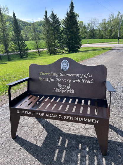 Personalized Memorial Bench with Photo Plaque, Four Foot