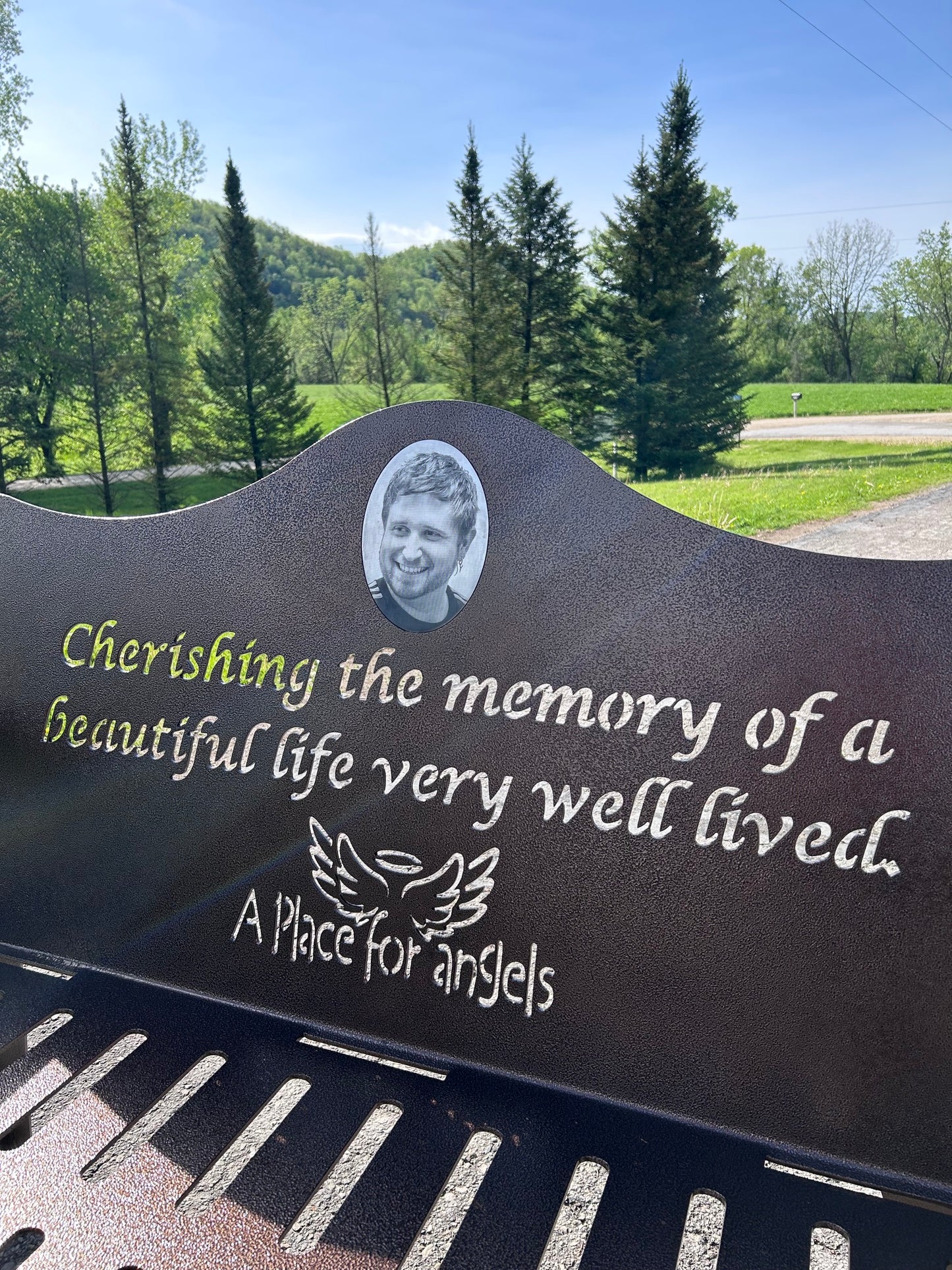 Personalized Memorial Bench with Photo Plaque, Four Foot