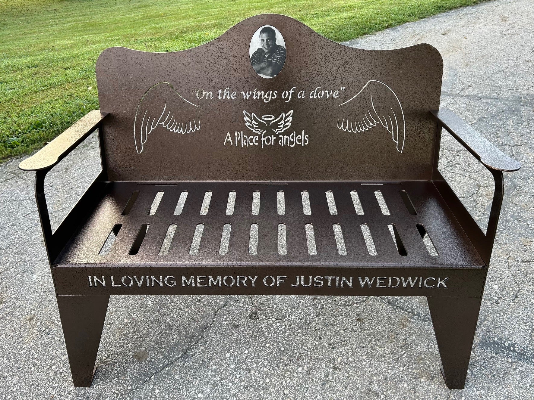 Personalized 4' Metal Bench- Custom Memorial Bench- Steel Park Bench ...
