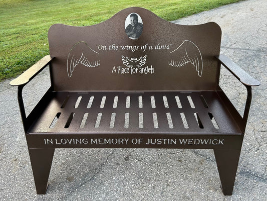Personalized Memorial Bench with Photo Plaque, Four Foot