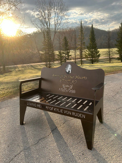 Personalized Memorial Bench with Photo Plaque, Four Foot