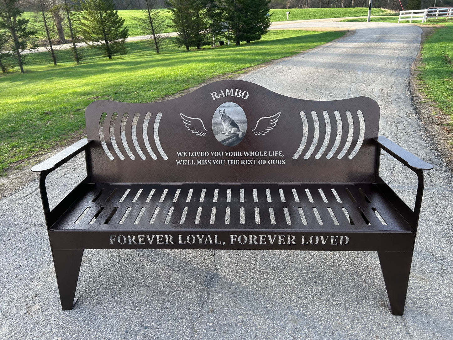 Personalized Memorial Bench with Photo Plaque, Six Foot