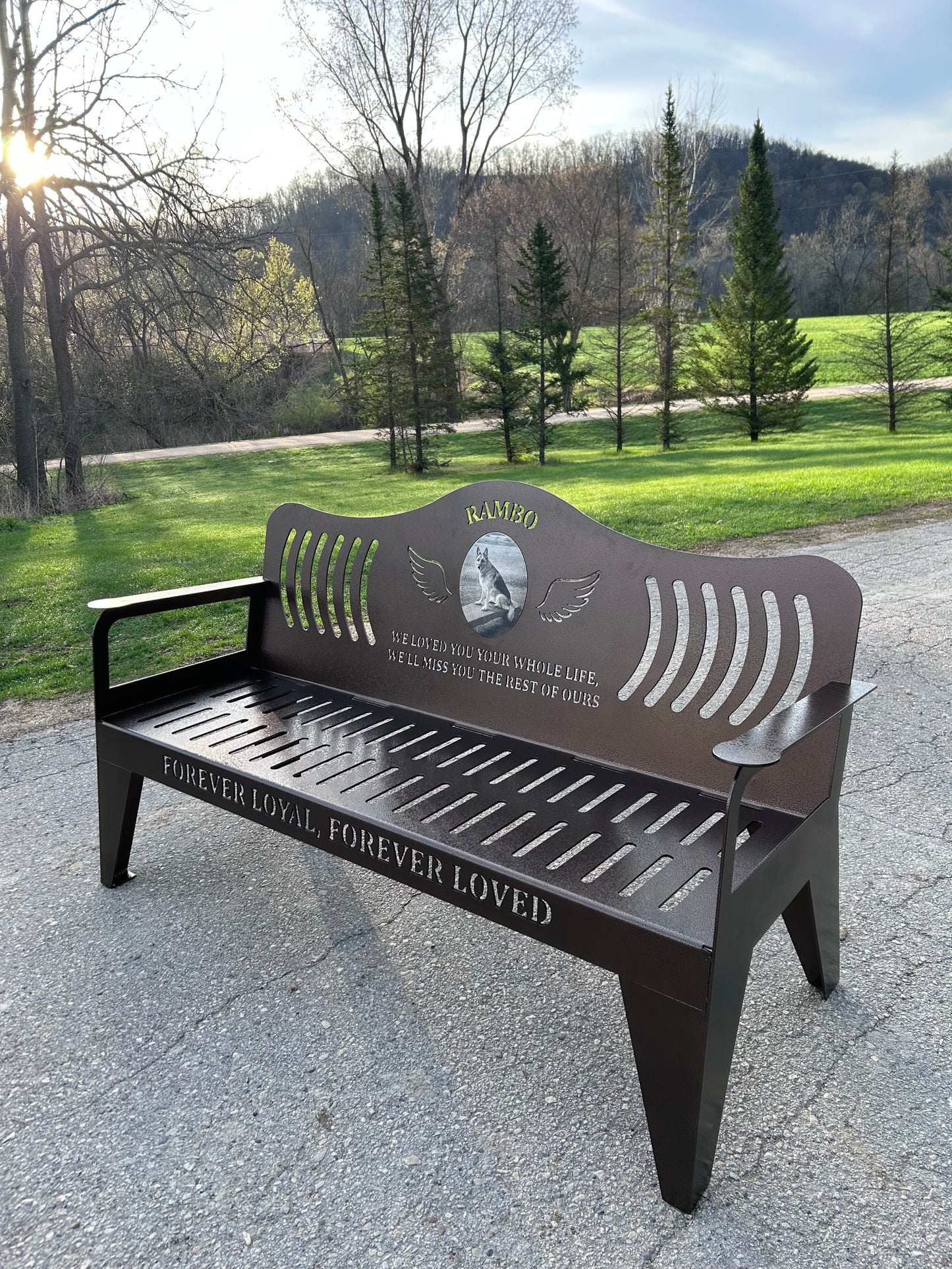 Personalized Memorial Bench with Photo Plaque, Six Foot