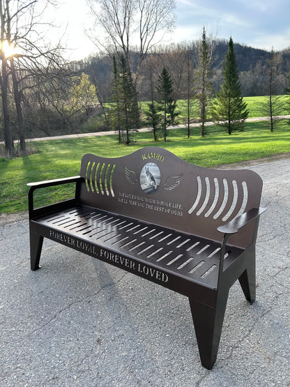 Personalized Memorial Bench with Photo Plaque, Six Foot
