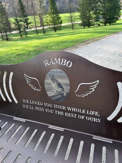 Personalized Memorial Bench with Photo Plaque, Six Foot