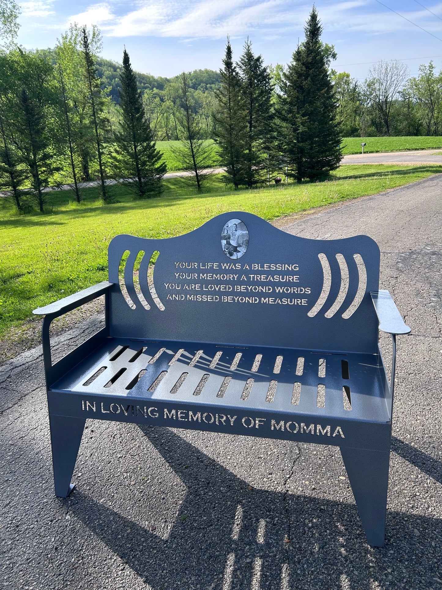 Personalized Memorial Bench with Photo Plaque, Four Foot