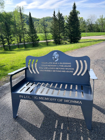 Personalized Memorial Bench with Photo Plaque, Four Foot