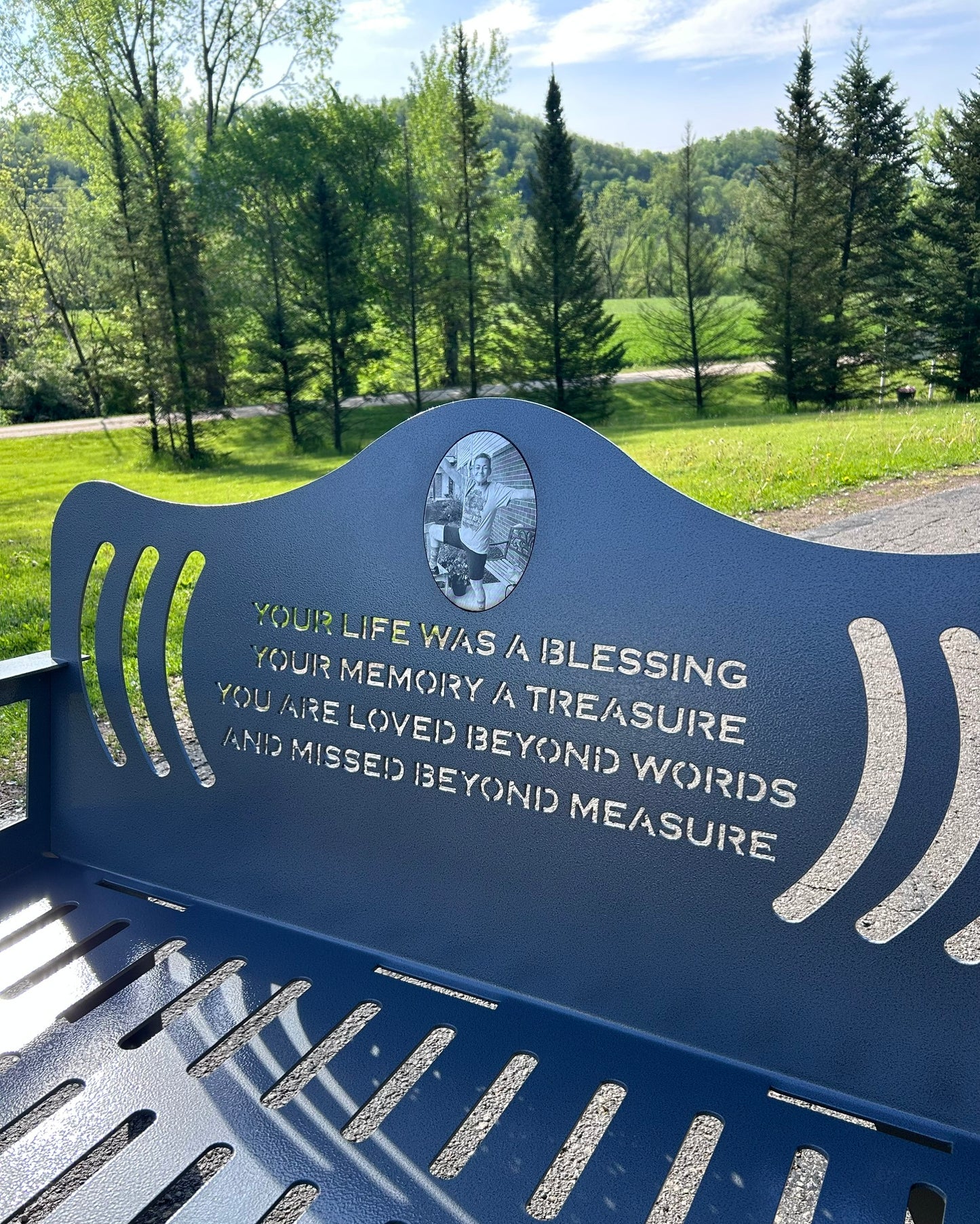 Personalized Memorial Bench with Photo Plaque, Four Foot