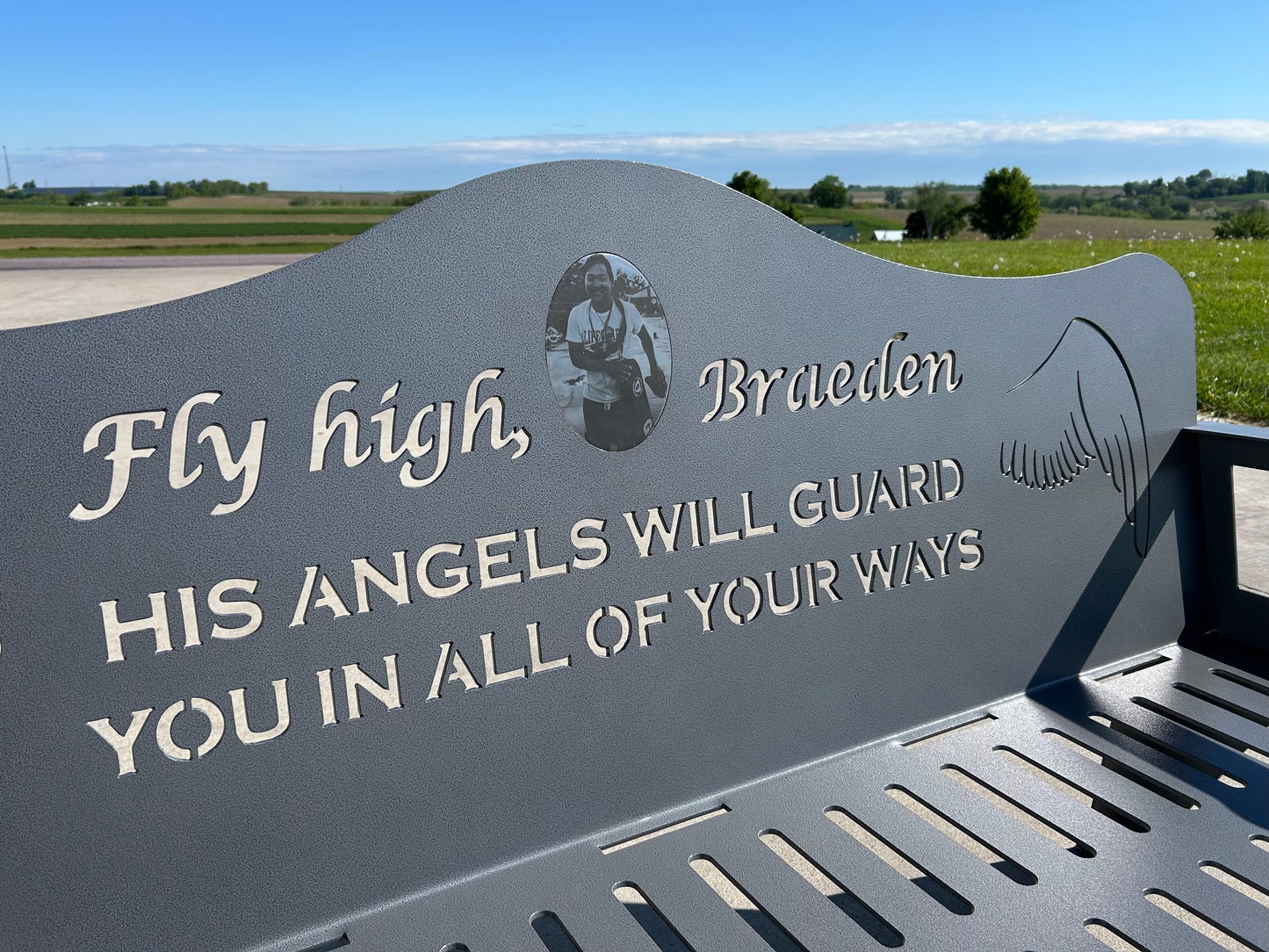 Personalized Memorial Bench with Photo Plaque, Six Foot