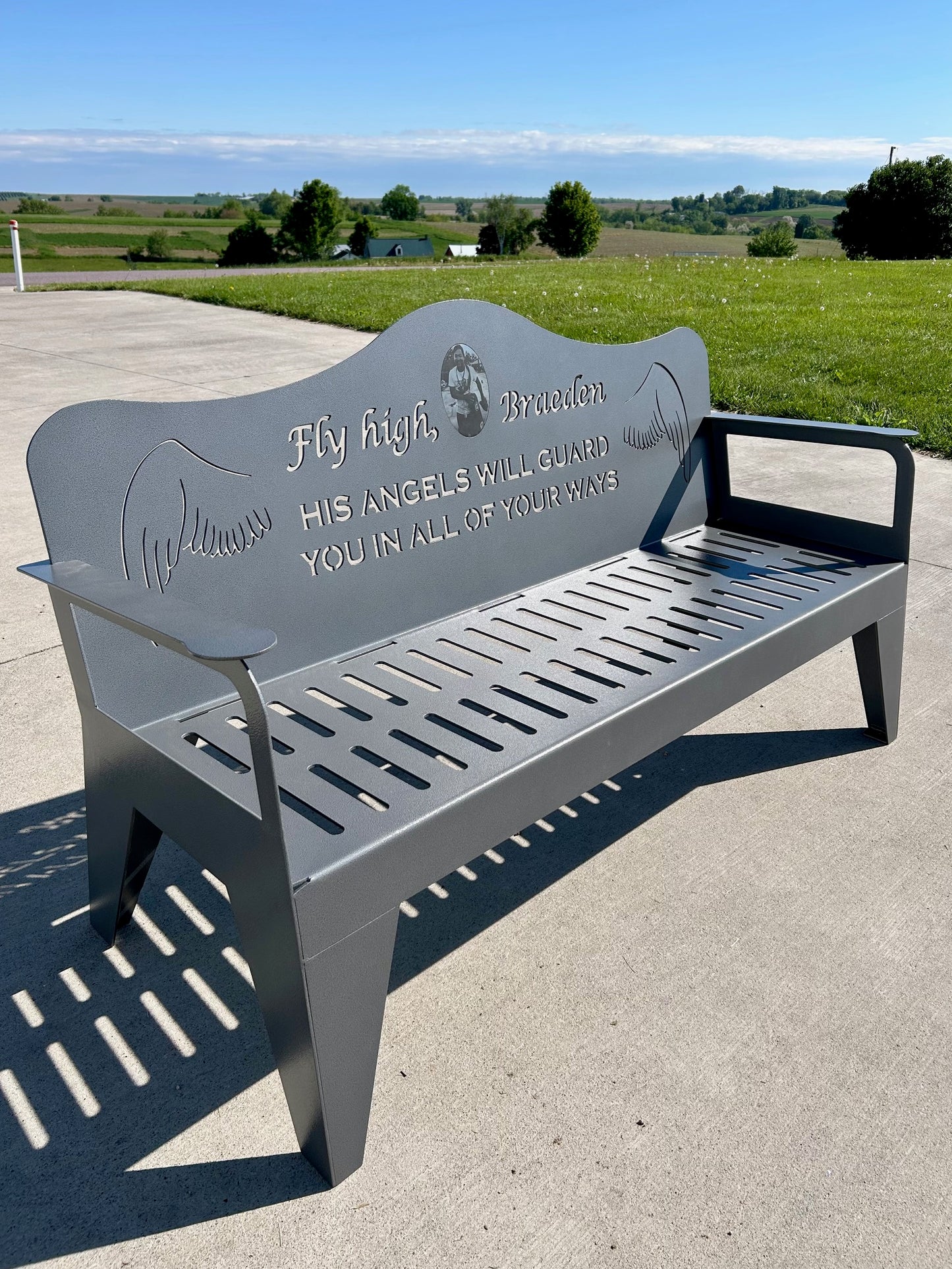 Personalized Memorial Bench with Photo Plaque, Six Foot