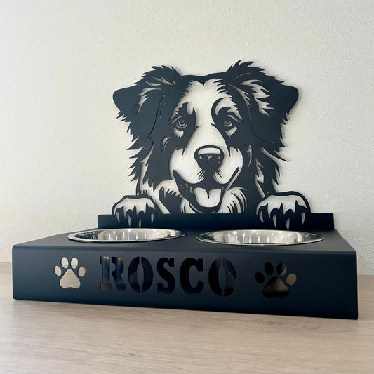 Personalized Metal Dog Dish Holder