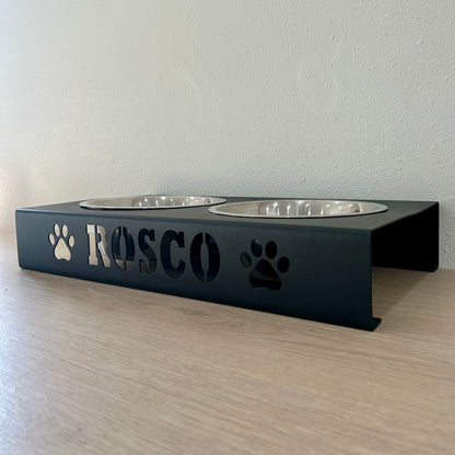 Personalized Metal Dog Dish Holder