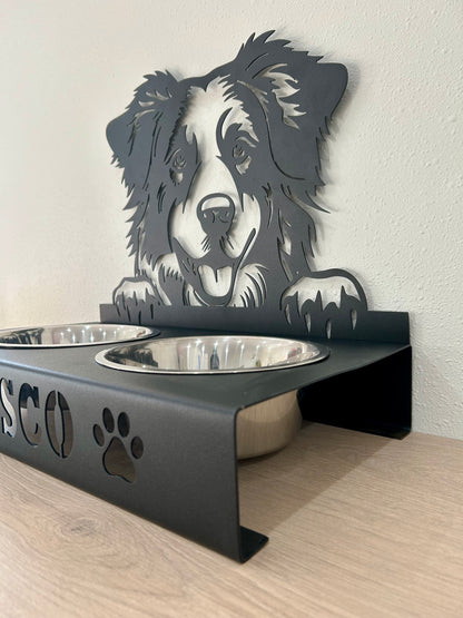 Personalized Metal Dog Dish Holder