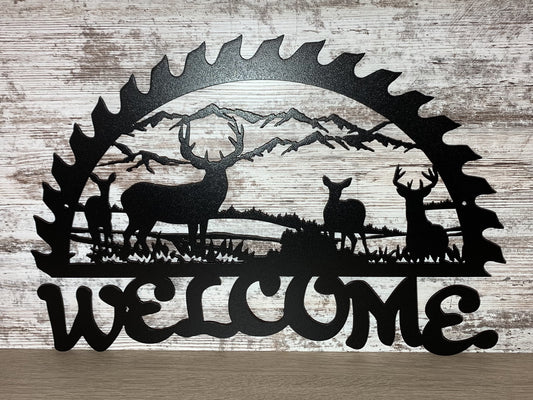 Deer & Saw Welcome Sign- Inventory Sale
