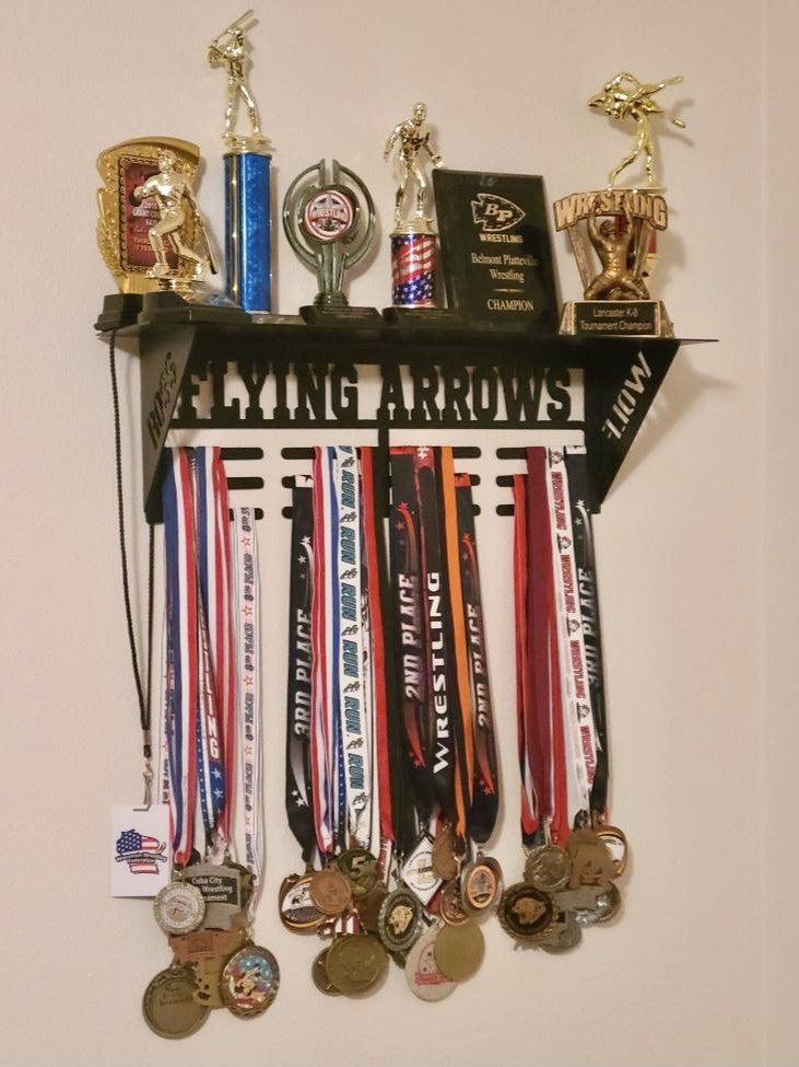 Medal And Trophy Display Customizable Name Running Trophy Display Rack