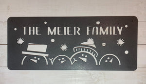 Personalized Snowman Family Sign